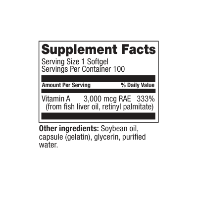 Vitamin A 10,000 IU 100ct