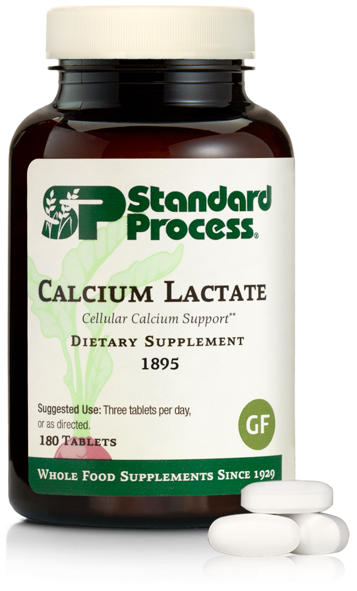 An image of a bottle of Calcium Lactate, 180 tablets.