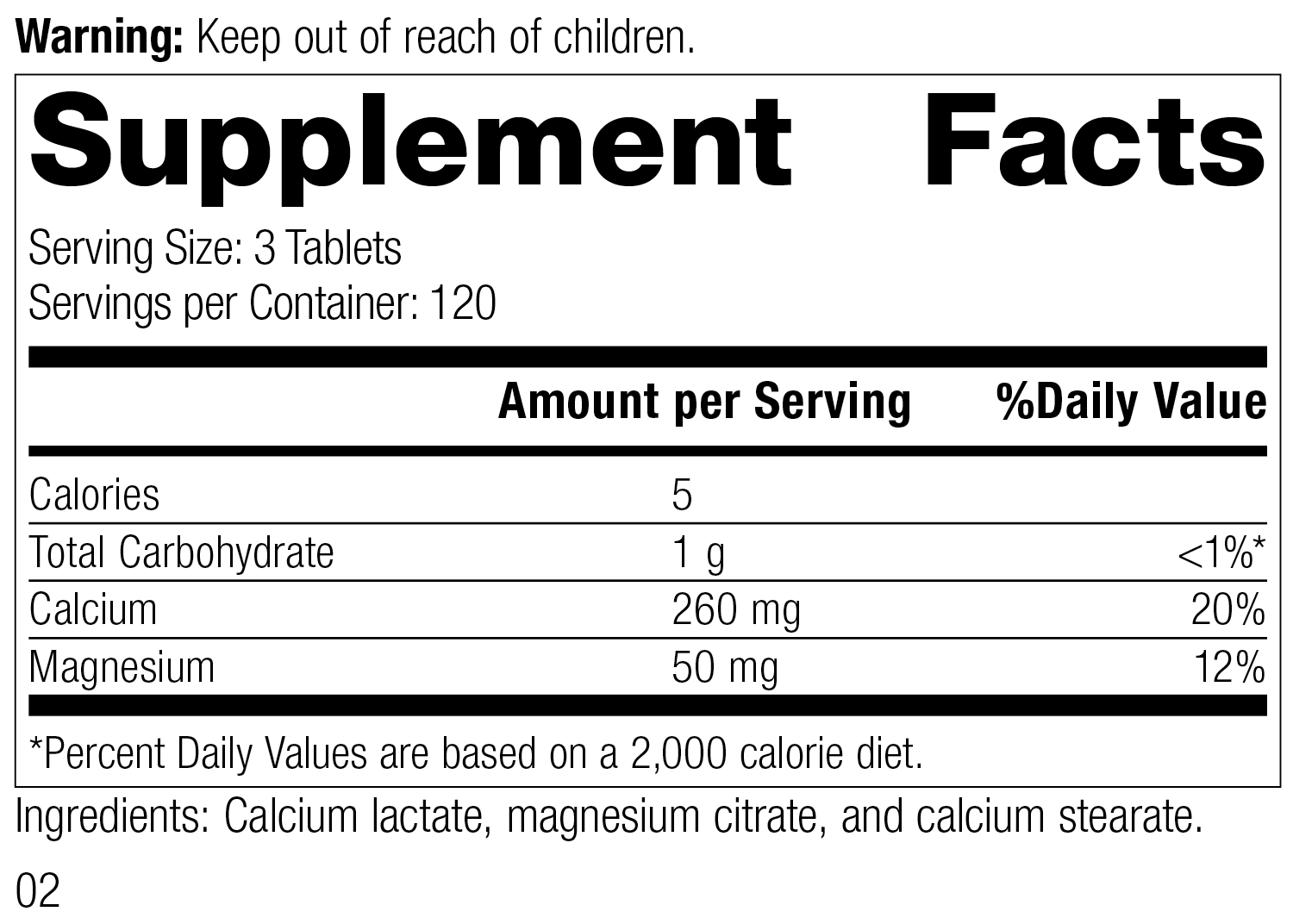 Rev 02 Supplement Facts