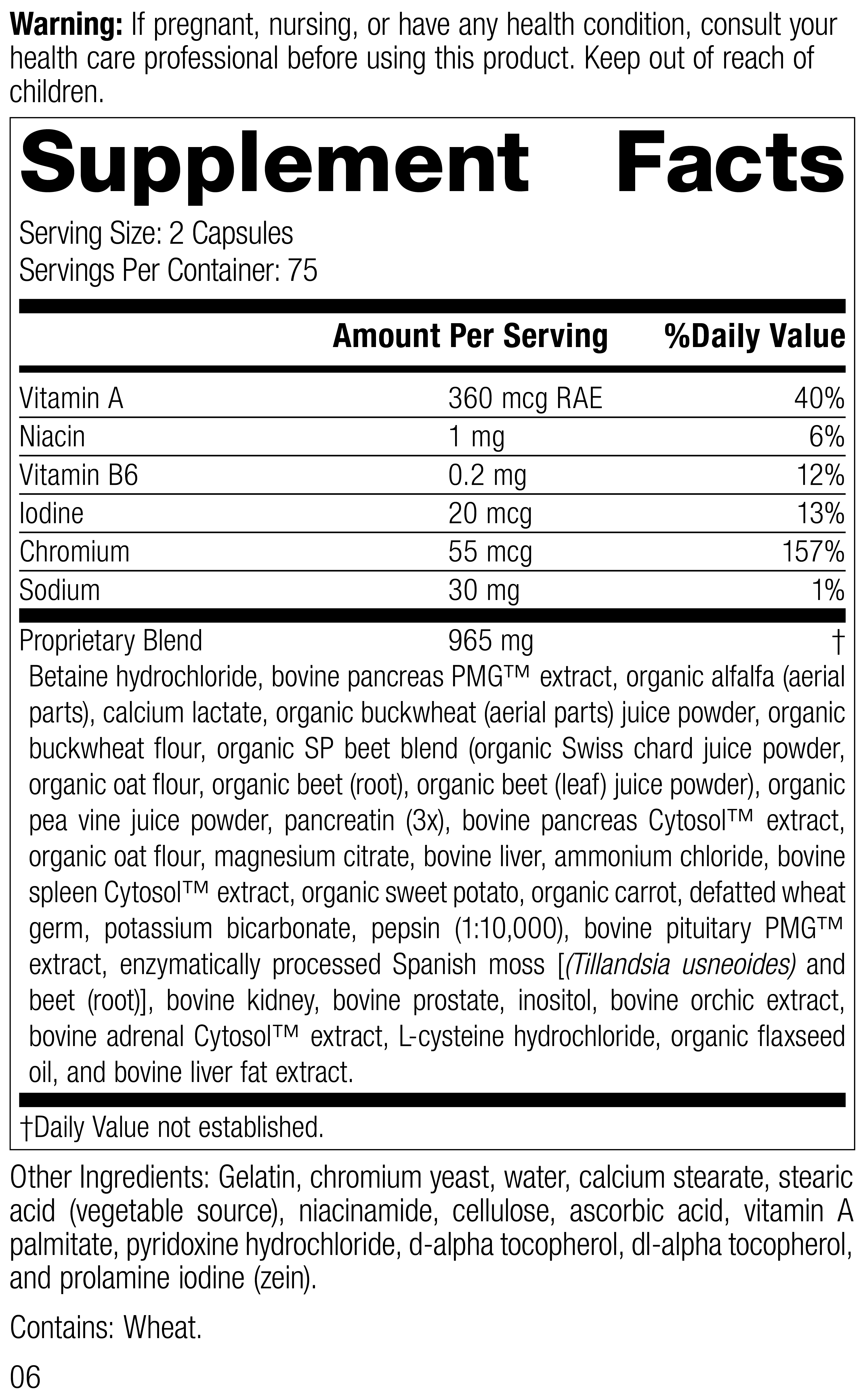 Diaplex, 150 Capsules, Rev 04 Supplement Facts