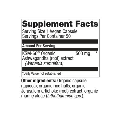 Organic Ashwagandha 500mg 50ct