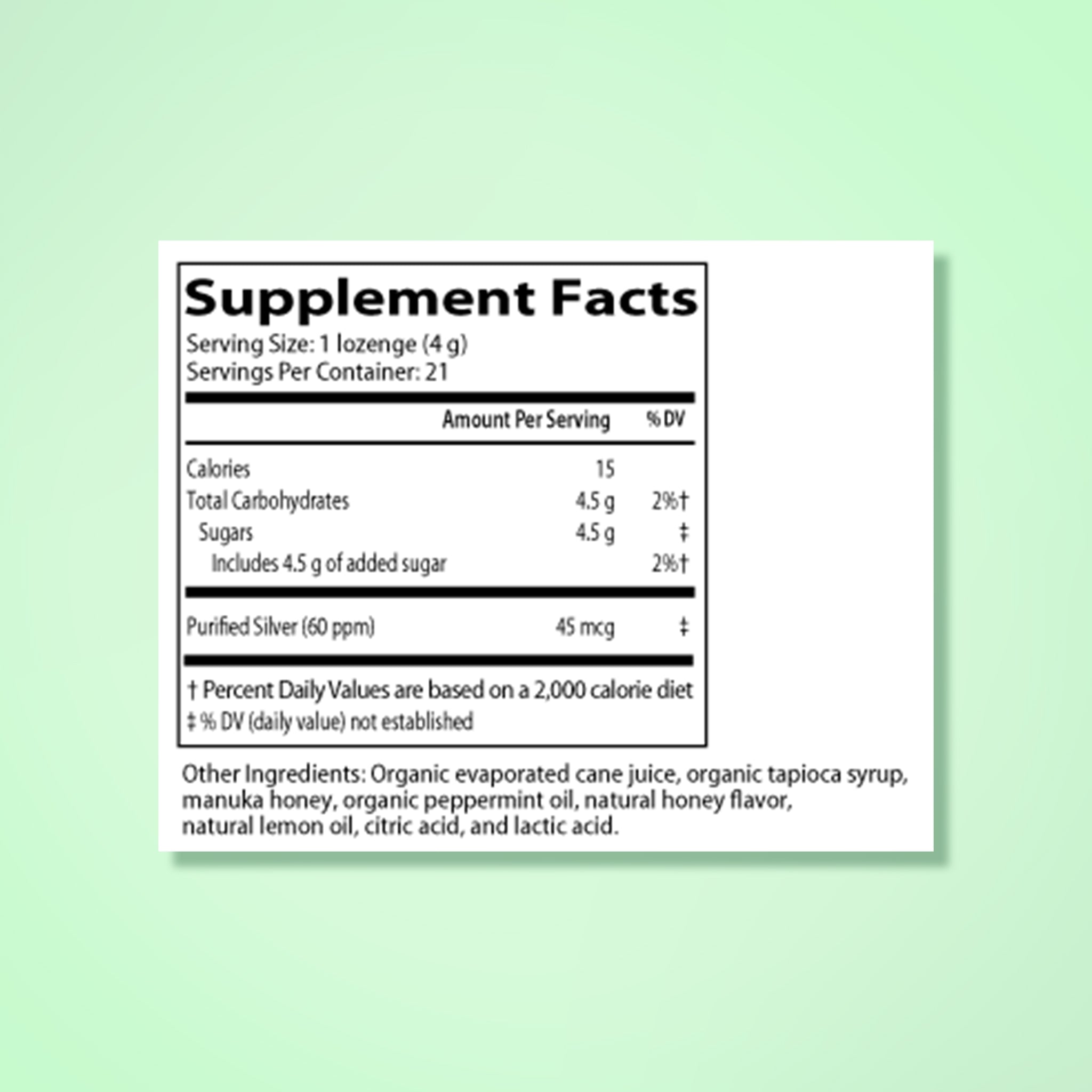 Smart Silver Manuka Mint Lozenges 21ct