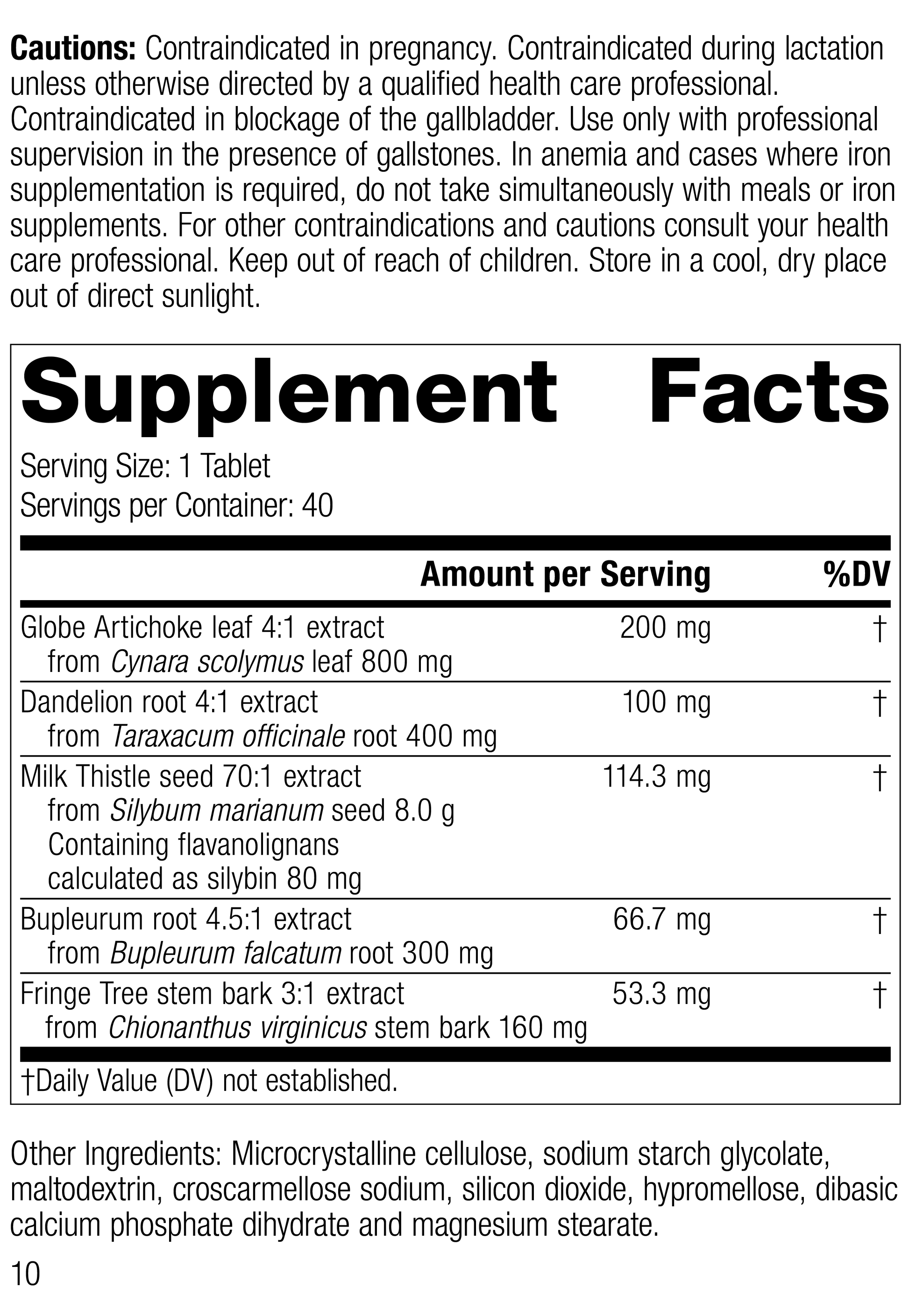 Livton® Complex, 40 Tablets, Rev 09 Supplement Facts