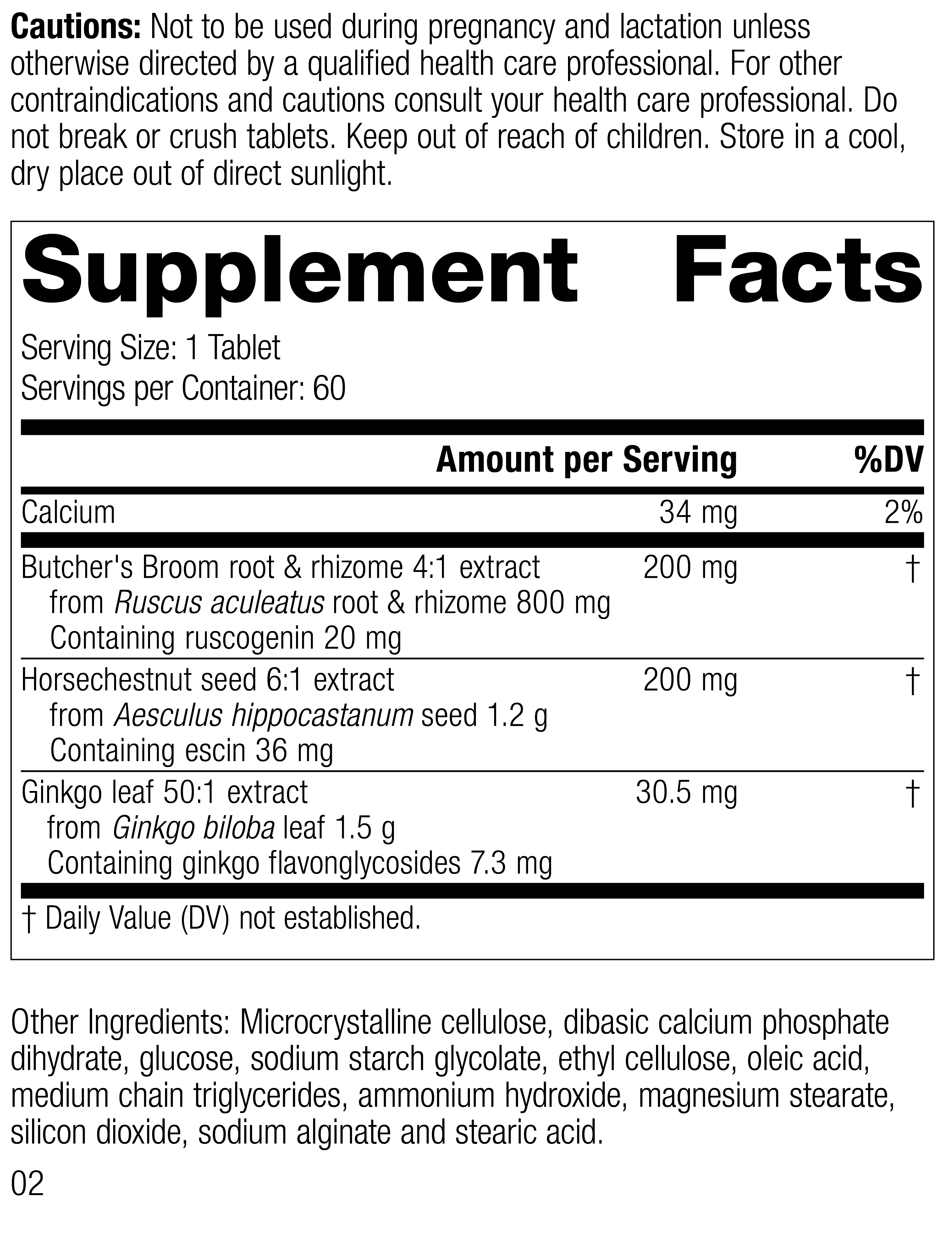 Vascular Care Complex, Rev 02 Supplement Facts