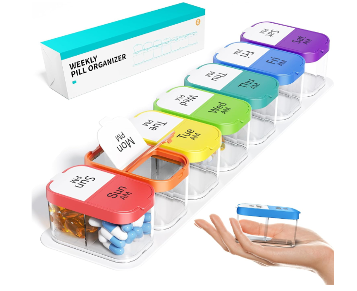 XL Multi-Color Pill Box AM and PM